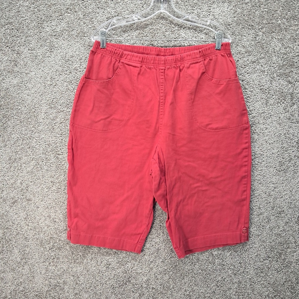 Croft & Barrow Woman Stretch Red Pull On Bermuda Shorts Plus Size 1X 7846